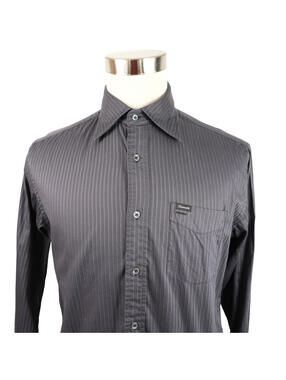 Faconnable Men's Charcoal Gray Buttun Up Shirt Medium